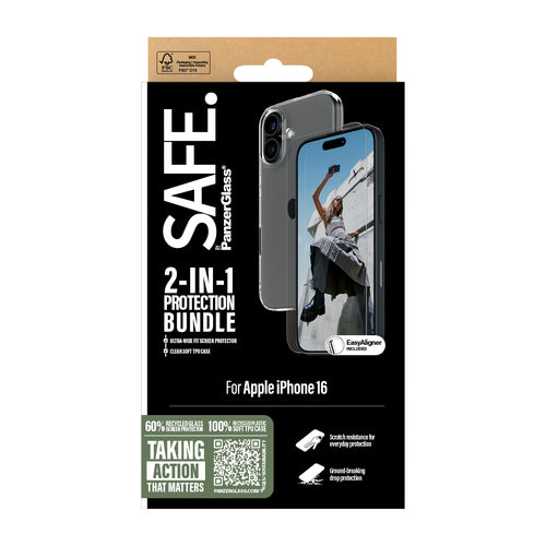 iPhone 16 2-in-1 Protection Bundle - PanzerGlass SAFE Scratch & Shock Resistant