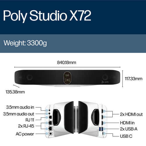 HP Poly Studio X72 All-In-One Video Bar video conferencing system