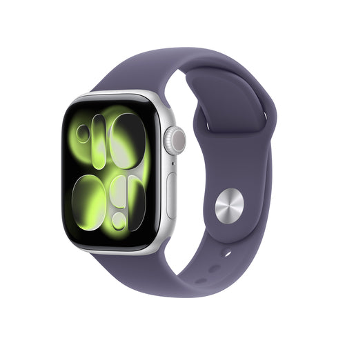 Apple Watch Series 11 GPS 42mm Silber Aluminium Touchscreen 64GB Smartwatch mit Purple Fog Sportarmband