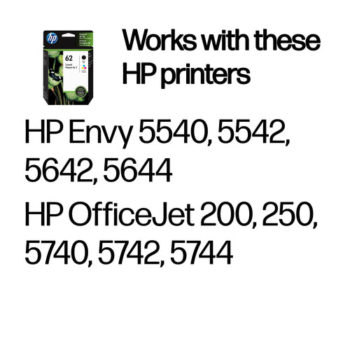 HP 62 2-Pack Tri-color/Black Original Combo ink cartridge