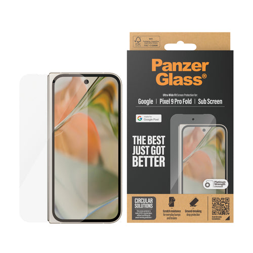 PanzerGlass Screen Protector for Google Pixel 9 Pro Fold Ultra-Wide Fit Scratch and Shock Resistant