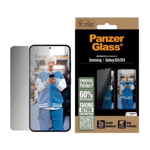PanzerGlass ® Privacy Screen Protector Samsung Galaxy S25 | S24 | Ultra-Wide Fit