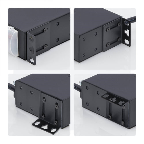 14-fach Rackmount Stromverteilereinheit 1HE Stahl Schwarz für 19-Zoll-Racks