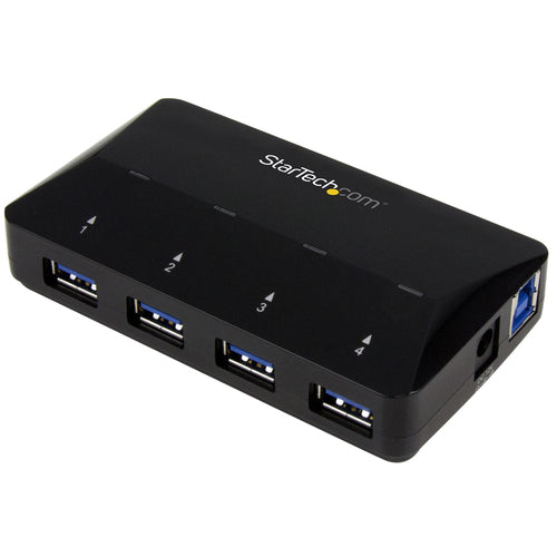 4-Port USB 3.0 Hub with 2.4A Charging Port Black
