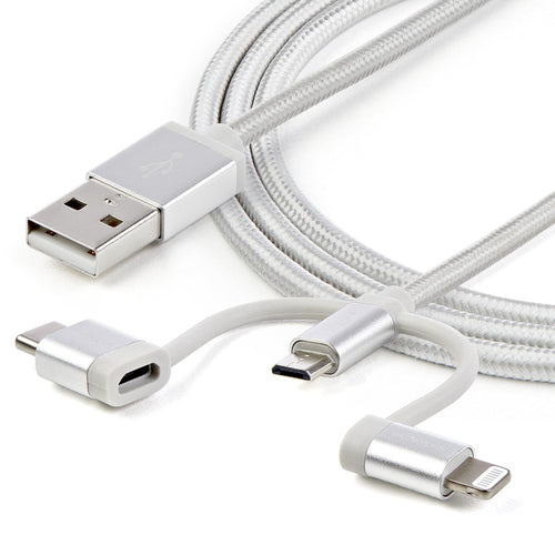 1,8m USB-Mehrfachladekabel USB-A auf Lightning USB-C Micro-USB Geflochtenes Nylonkabel