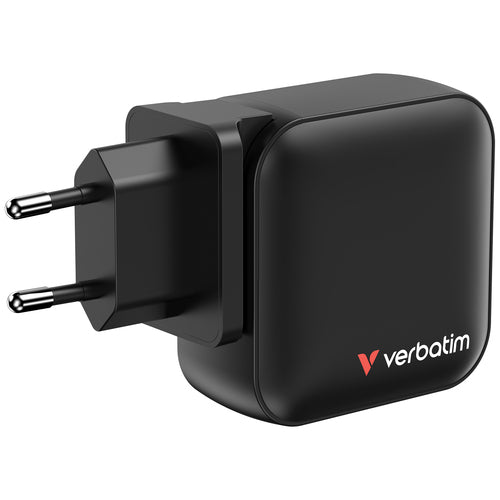 100W Verbatim Mini GaN Ladegerät 4-Port AC Schwarz mit EU- & UK-Adaptern