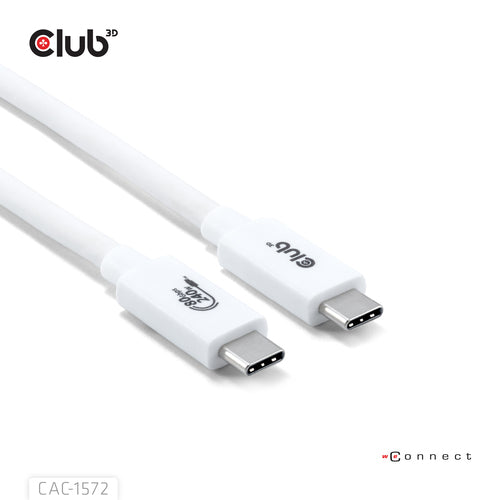 CLUB3D CAC-1572 USB-C 80Gbps Kabel - 240W Power Delivery - 8K240Hz - Weiß