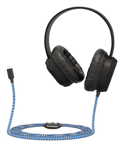 Wired Headset MAXCases USB-C Inline Volume Control Microphone Black