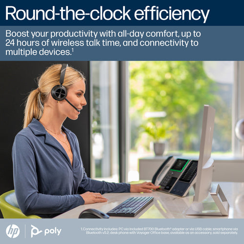 HP Poly Voyager 4310 Microsoft Teams Certified Headset with BT700 Dongle & Charging Stand