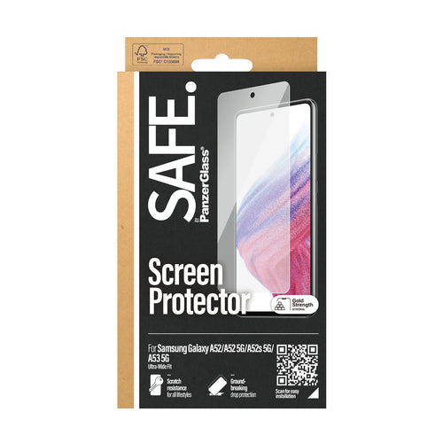 PanzerGlass SAFE. by ® Screen Protector Samsung Galaxy A52 | A52 5G | A52s 5G | A53 5G | Ultra-Wide Fit