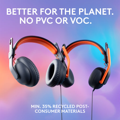 Wired Headset Logitech Zone Learn Lightweight Comfortable Blue Orange