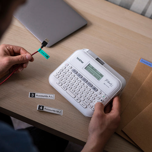 Brother PT-D410 Label Printer - 180 DPI Thermal Transfer, QWERTY Keyboard, Wired