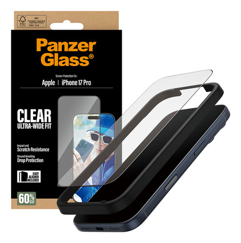 PanzerGlass ® Screen Protector iPhone 17 Pro | Ultra-Wide Fit w. EasyAligner