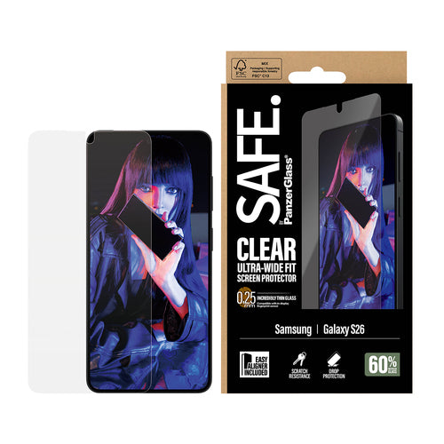 PanzerGlass SAFE. by ® Screen Protector Samsung Galaxy S26 | Ultra-Wide Fit w. EasyAligner