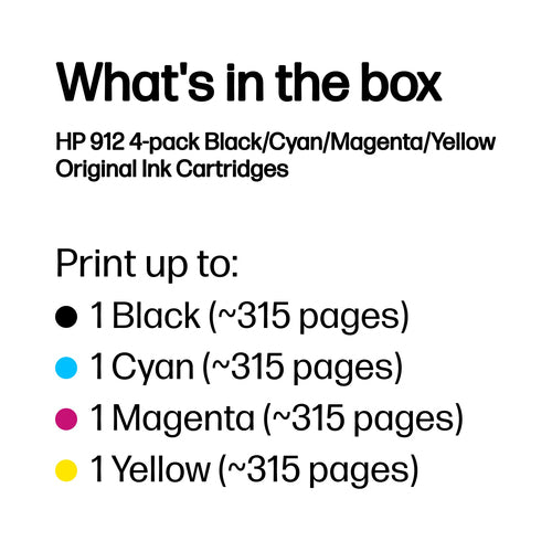 HP 912 4-Pack CMYK(4) Original Combo ink cartridge