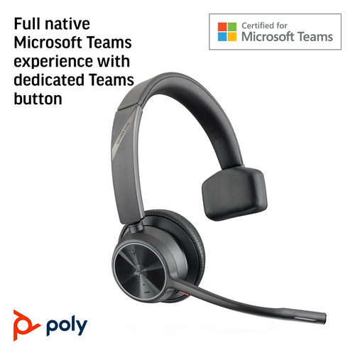 Kabelloses USB-A-Headset HP Poly Voyager 4310 Microsoft Teams-zertifiziert mit BT700-Dongle