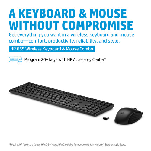 Wireless Keyboard HP 655 Combo RF Wireless Full-size Black with Mouse