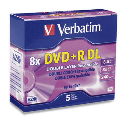 Verbatim DVD+R DL 8.5GB 8X Branded 5pk Jewel Case