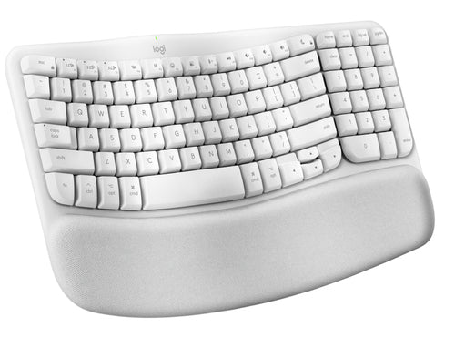 Wireless Full-size Logitech Wave Keys for Mac Keyboard - QWERTY, Bluetooth, Membrane, White