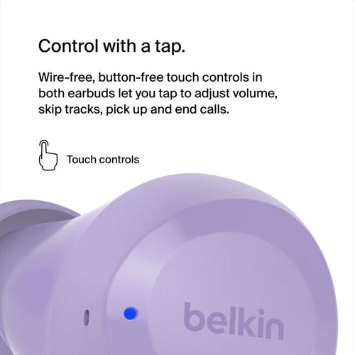 Wireless Headset Belkin SoundForm Bolt 2 for Calls and Music - Lavender
