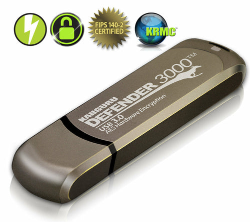 USB 3.0 Flash Drive 512GB iStorage Kanguru Defender 3000 FIPS Level 3 AES Encryption