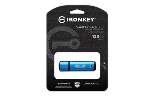 128 GB Kingston IronKey Vault Privacy 50 USB-Flash-Laufwerk AES-256 Verschlüsselung USB-C 250 MB/s
