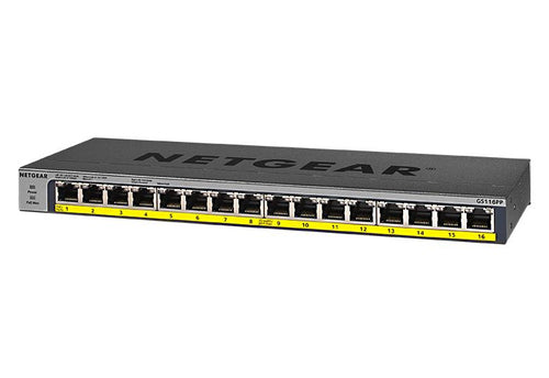 Gigabit Ethernet Switch NETGEAR GS116PP Unmanaged 16-Port PoE Rack Mount