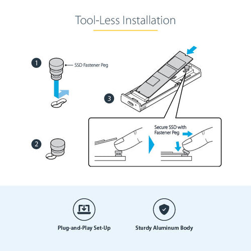 StarTech.com M2-USB-C-NVME-SATA SSD Enclosure - 10Gbps USB-C, Tool-Free, Aluminum
