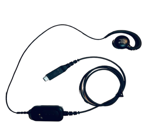 Zebra USB-C Wired Headset for PTT + VoIP w/ rotating ear piece for right/left ear wearing. Includes built