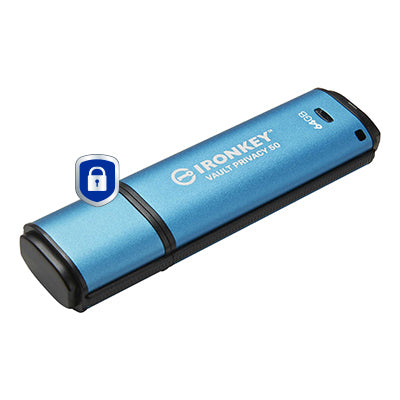 Kingston IronKey Vault Privacy 50 64GB USB Flash Drive - AES-256 Encrypted