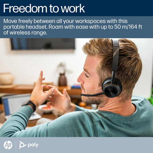 Microsoft Teams Certified HP Poly Voyager 4320 Wireless Headset with BT700 Dongle and Charging Stand
