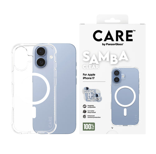 PanzerGlass CARE™ by ® Samba Case Transparent w. White MagSafe iPhone 17 mobile phone case