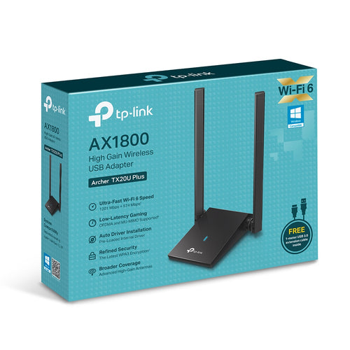 AX1800 Wireless USB Adapter TP-Link Archer TX20U Plus Dual Antennas High Gain 1800 Mbit/s
