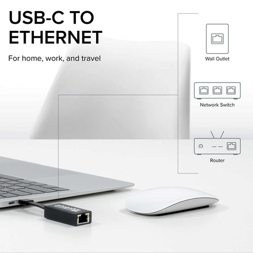 USB C to Ethernet Adapter Fast Gigabit 5000 Mbit/s Plugable for Macbook Pro & Windows