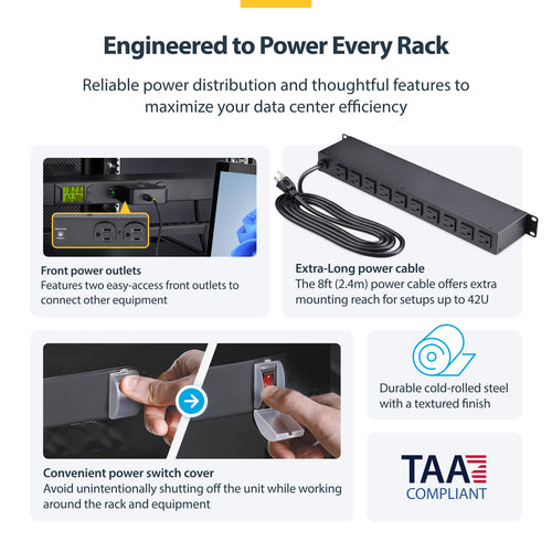 StarTech.com 12NM8-RACK-MOUNT-PDU power distribution unit (PDU)