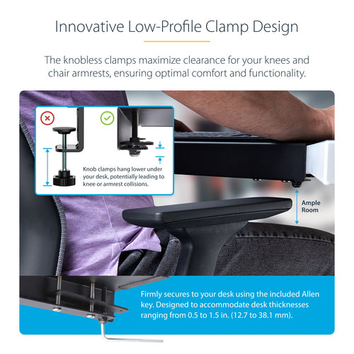 Desk Corner Organizer Clamp-On Steel Sleeve for L-Shaped Desks 332mm Black