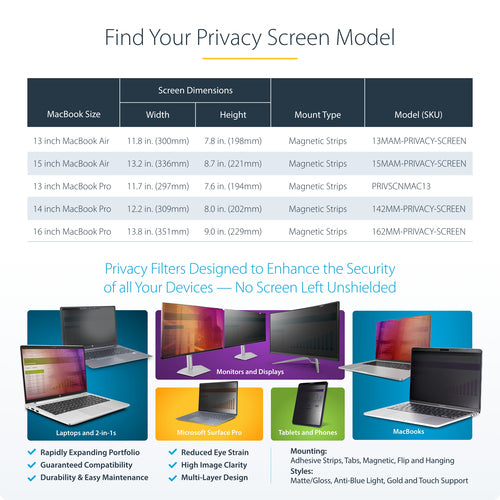 StarTech.com 162MM-PRIVACY-SCREEN display privacy filter