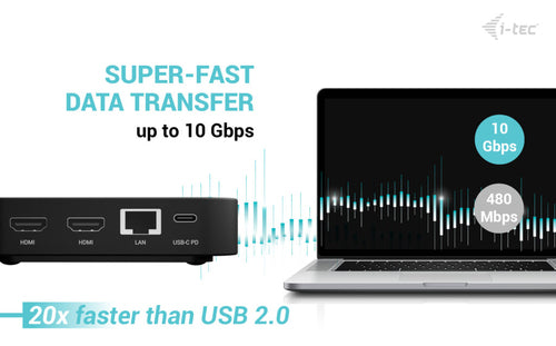 i-tec USB-C DP Dual HDMI Docking Station with Power Delivery 100 W