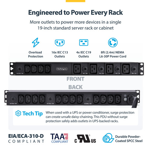 StarTech.com 2030B8H-RACK-PDU-IC power distribution unit (PDU)
