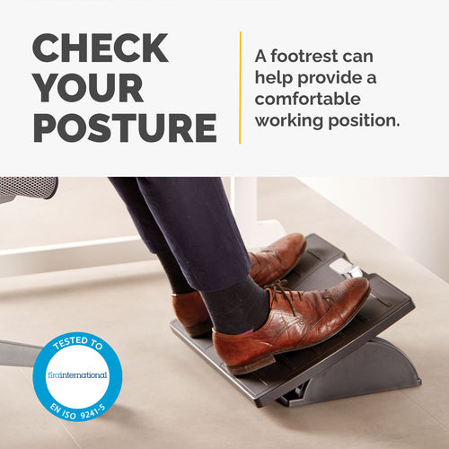 Ergonomic Foot Rest Adjustable Height Office Stool Antibacterial Black