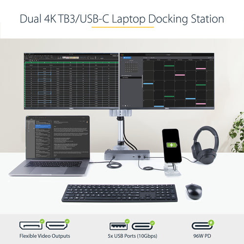 StarTech.com TB3CDK2DHUE laptop dock/port replicator