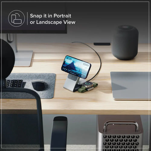 ALOGIC Matrix+ 3-in-1 Magnetisches Ladedock – 5000mAh Powerbank für iPhone, Apple Watch, AirPods – Schwarz, Silber