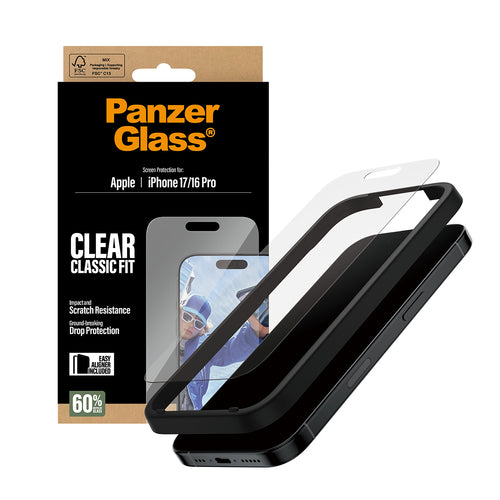 PanzerGlass ® Screen Protector iPhone 17 | iPhone 16 Pro | Classic Fit w. EasyAligner