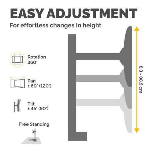 Dual Stacking Monitor Arm Freestanding Ergonomic Mount 32 Inch 8KG