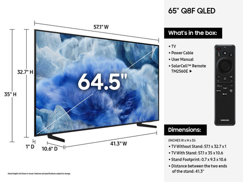 Samsung Q8F 65-Zoll QLED Smart TV – 4K Ultra HD – Schwarz – Wi-Fi-fähig
