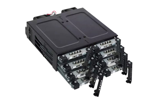 Icy Dock Laufwerkseinschubblende Schwarz Metall Dual-Lüfter 5,7 mm 6 Gbit/s