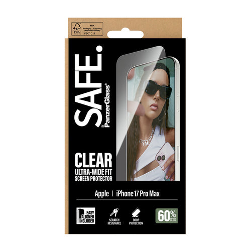 PanzerGlass SAFE. by ® Screen Protector iPhone 17 Pro Max | Ultra-Wide Fit w. EasyAligner