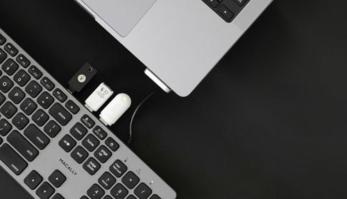 Wired USB Full-Size Keyboard Macally QWERTY Black Grey Scissor Switch
