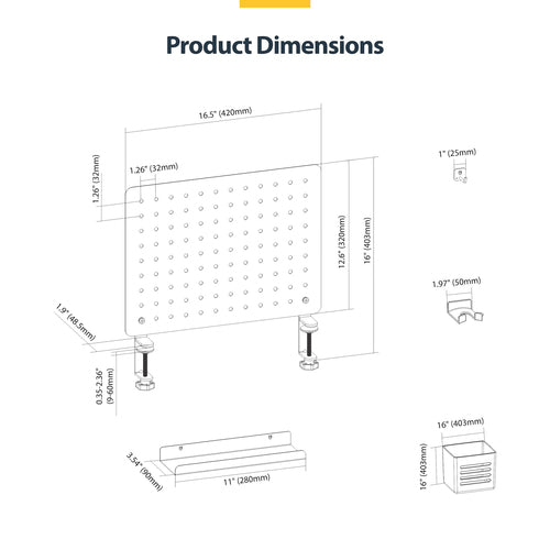StarTech.com 1612B-DESK-PEGBOARD desk organizer set