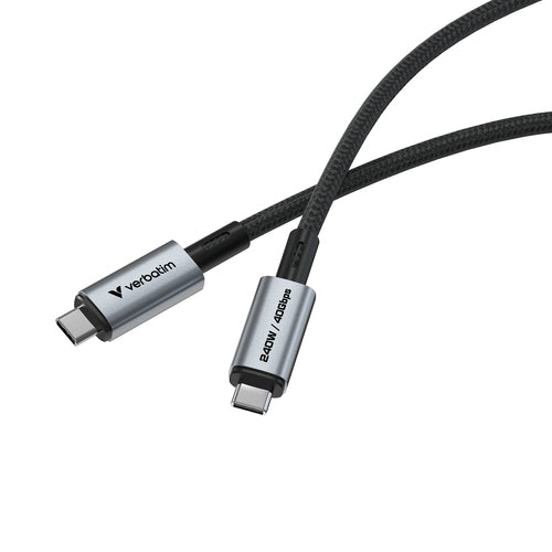 Verbatim USB-C auf USB-C Kabel 1,2 m - 240 W Power Delivery, 40 Gbit/s Übertragungsrate - Schwarz